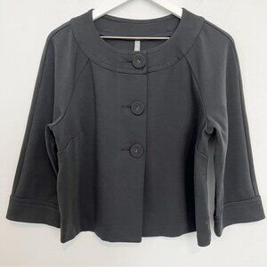 Hanna Andersson Button Front Swing Jacket Knit Cardigan Black New NWT Medium